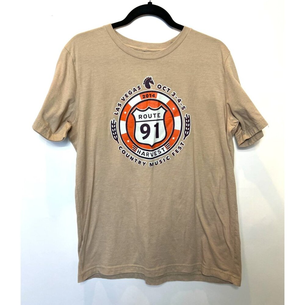 Route 91 Harvest Country Music Fest 2014 Tee XL Beige Short Sleeve Crewneck Mens